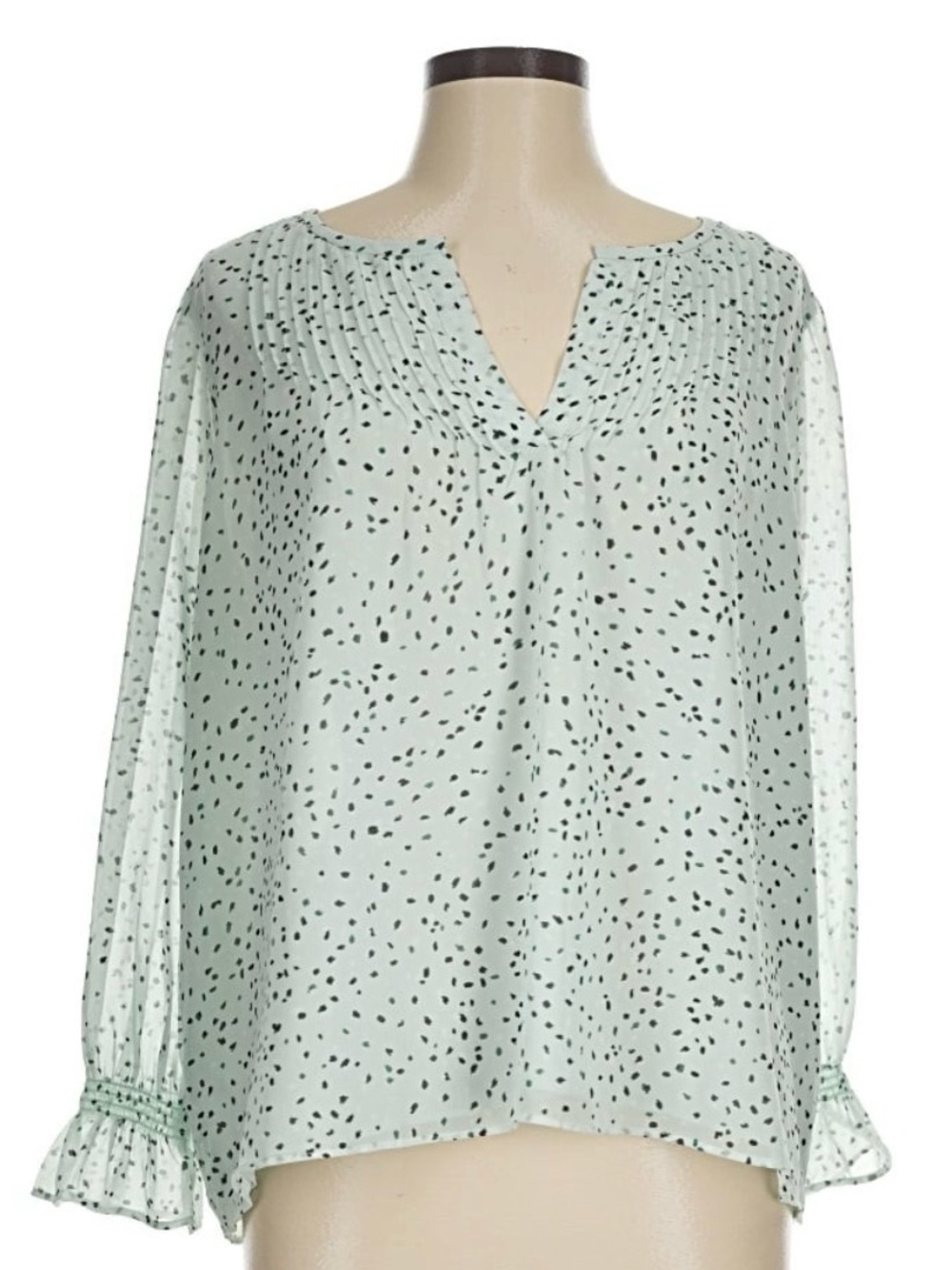Ann Taylor Mint Green Sheer Polka Dot Blouse
